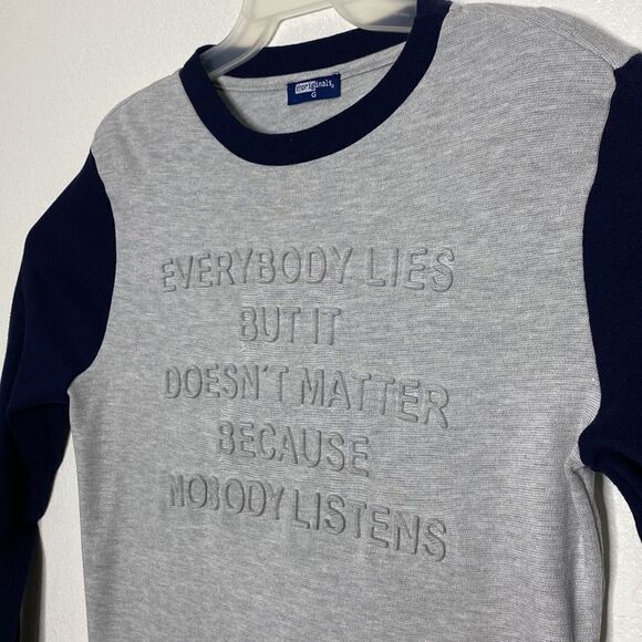 725 Originals Men’s Long Sleeves Medium Thick Gray/Navy T Shirt Size L - Picture 2 of 6